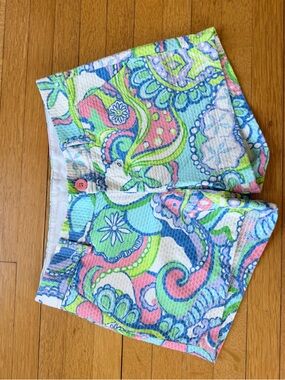 Lilly Pulitzer Callahan Paisley Print Shorts in Blue, Pink & Green